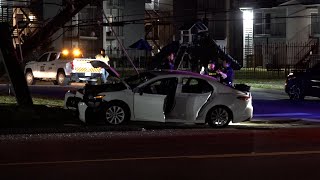 One person hospitalized after shooting on Aldine Bender; vehicle crashes into utility pole