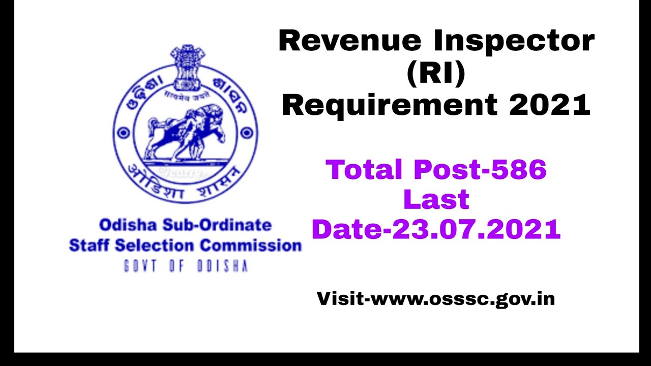 Revenue Inspector (RI) job in Odisha 2021 