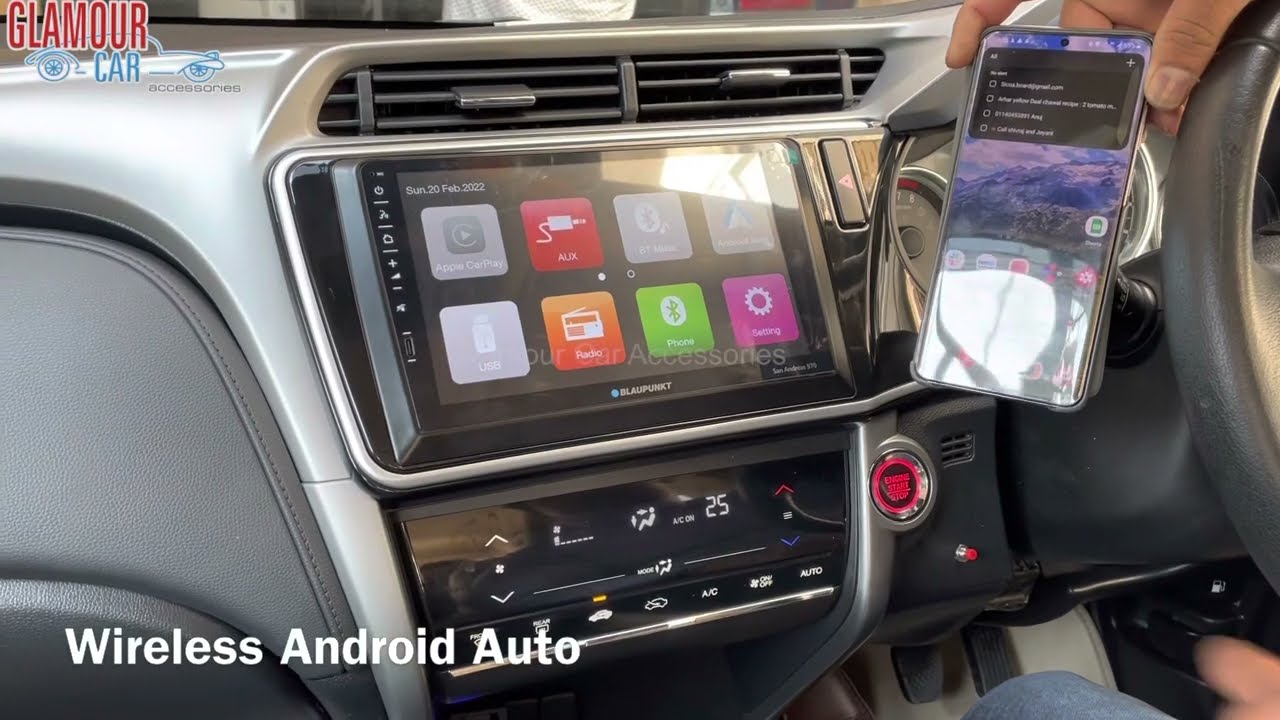 Honda City Stock System Upgraded to 9” Blaupunkt San Andreas System with  Wireles Car Play  And Auto - YouTube