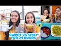 We only ate SWEET vs SPICY food for 24 HOURS😱|gopsvlog