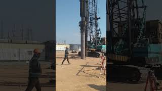 Project At Siem Reap, Used Spun piles|D600mm, Depth 17m|, by Hydraulic hammer 9T.#fyp #fypシ #youtube