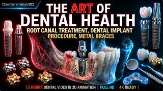 Root Canal Treatment, dental implant procedure, metal braces | 2 Hours Dental Video in 3D Animation