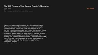 The CIA Program That Erased People's Memories