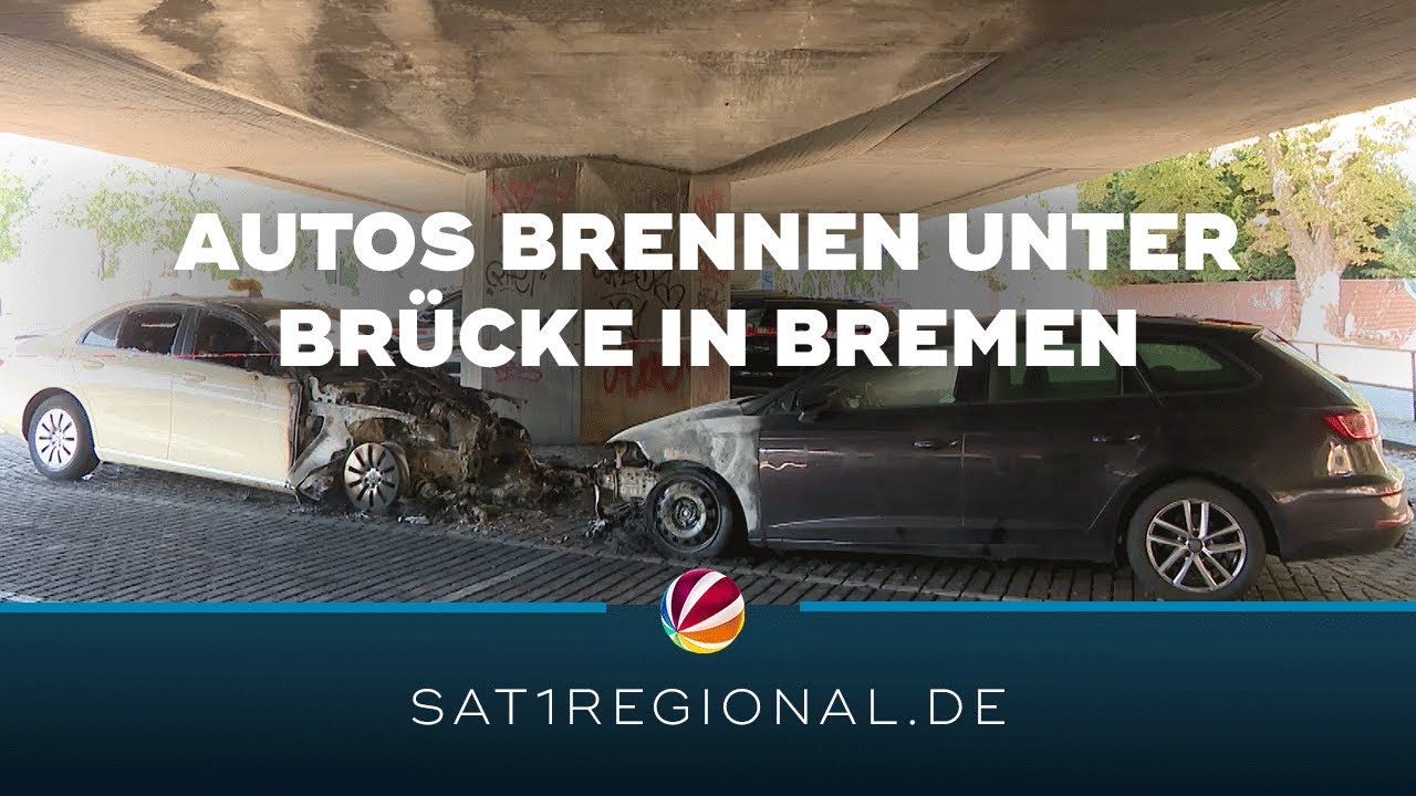 Autos brennen unter Bremer Brücke – Polizei ermittelt