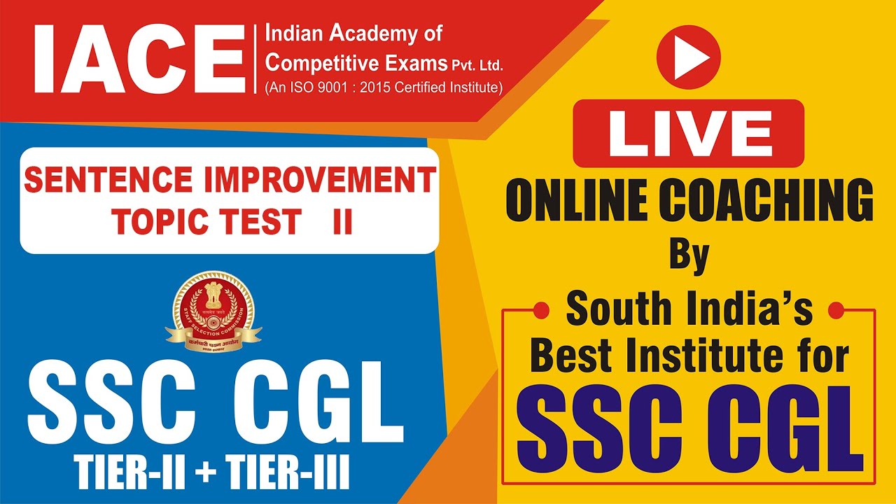SSC CGL TIER II SENTENCE IMPROVEMENT TOPIC TEST II YouTube