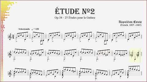 Napoléon Coste, Op.38 Étude Nº2 (Scherzando), guitar