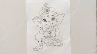 How to draw ganpati bappa drawing. Simple and easy ganpati bappa drawing. Ganpati drawing@ArtByLipi
