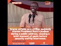 Chaos erupts as a man clutching a Bible suddenly charges toward President Ruto’s podium mid-speech.