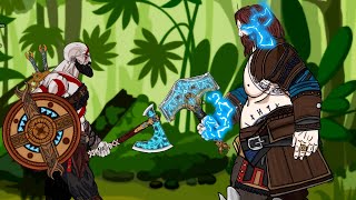 God of War Ragnarok Kratos vs Thor. Animation Drawing Cartoon 2.