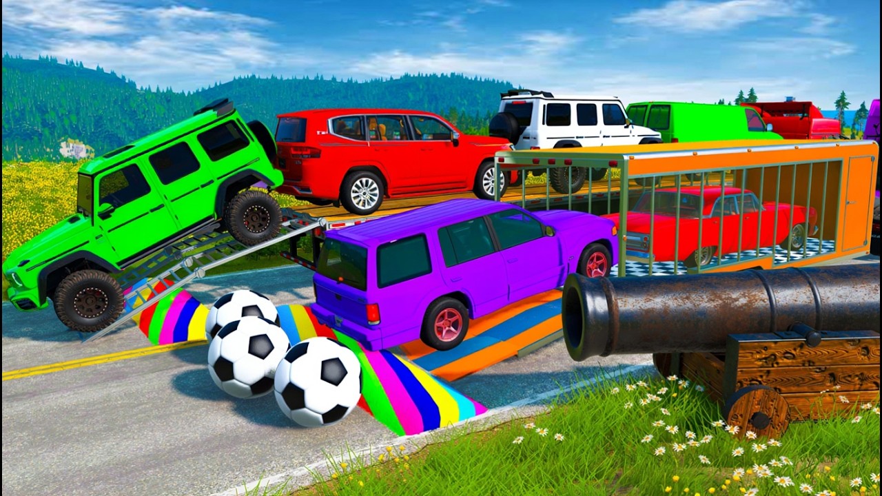 Flatbed Truck McQueen | Transportation with Truck - Pothole vs Car | BeamNG.Drive Gameplay #53