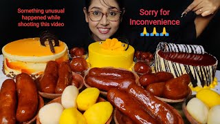 Eating butterscotch, Pineapple, Nuts &amp; Caramel Cake, Sweets | Big bites | Asmr Eating | Mukbang