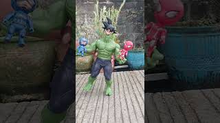 Hulk With Goku Head Is Dancing Together With Spiderman And Capten Amerika dragonball goku