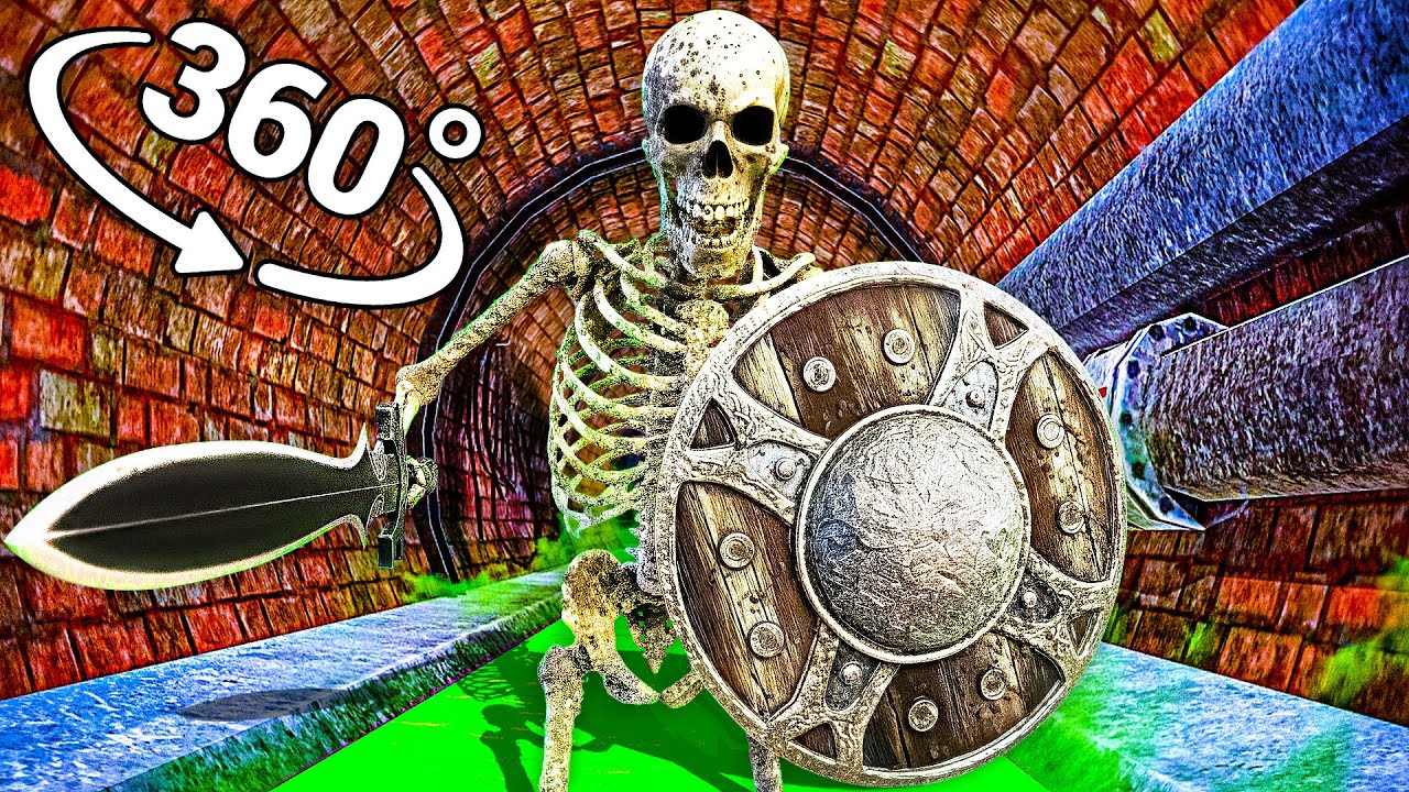 Skeleton Bangs His Shield - Sewers in 360° Video | VR / 8K | ( skeleton banging shield meme )