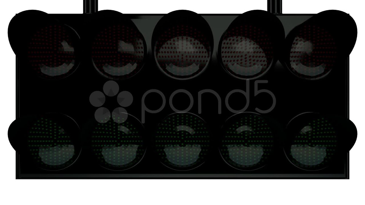 Traffic Light For Racing   With White And Blue Background. Stock Footage