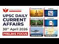 UPSC Current Affairs 30 April 2026 | Tathagata Buddha, PaRRVA, NASM-SR, Kenya | Prelims 2026