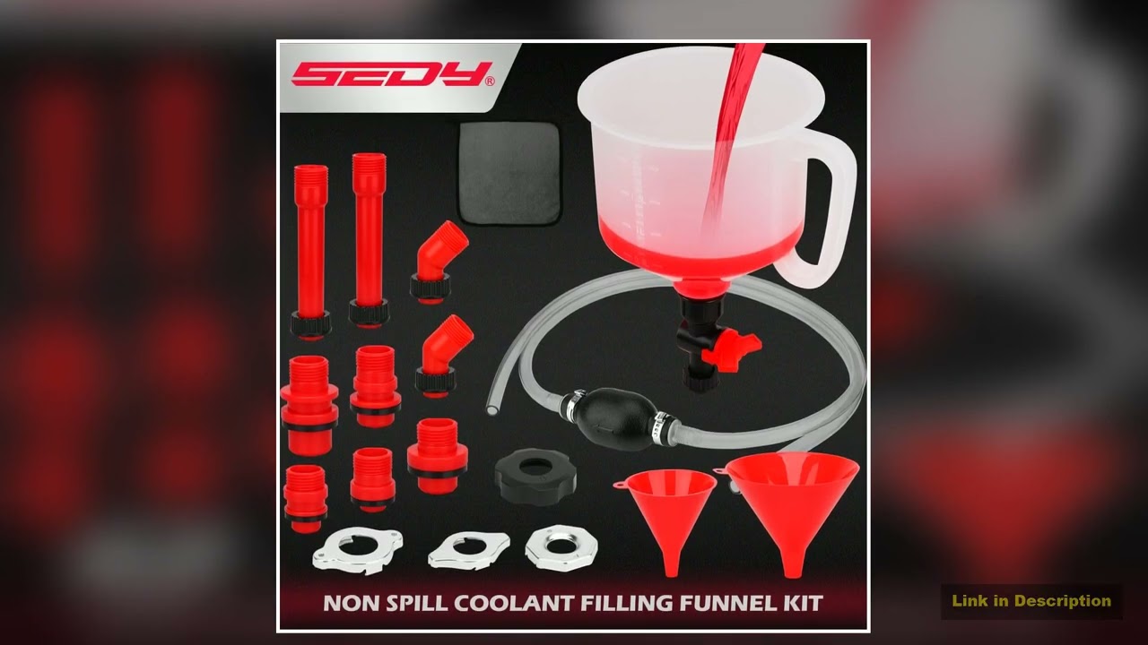 SEDY 22Pc NoSpill Coolant Filling Funnel Kit and Siphon Hose Pump Radiator Coolant Filling