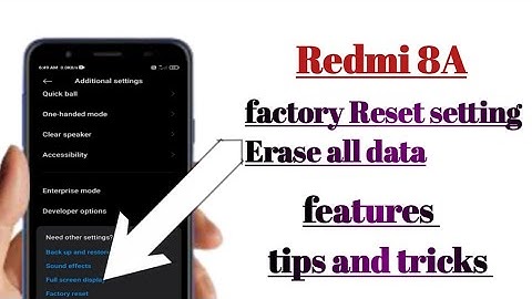 Redmi 8A factory Reset setting Erase all data features tips and tricks