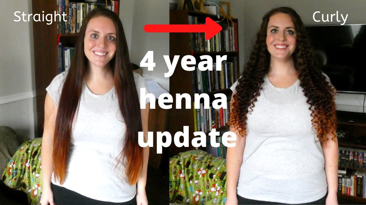 Henna hair 4 year update Tiny curls on LONG hair before and after