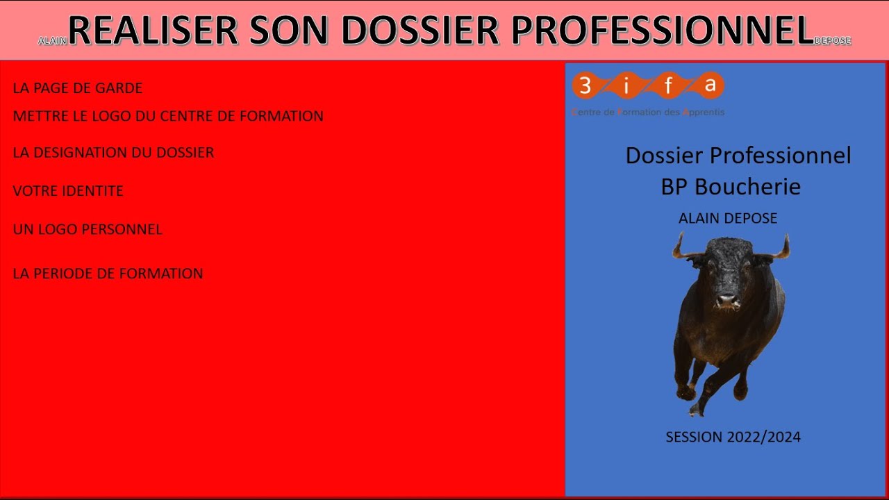 MON DOSSIER PROFESSIONNEL SECTION BOUCHERIE - YouTube