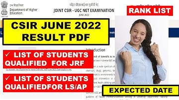 CSIR JUNE 2022 RANK  LIST PDF||Check in  csirhrdg.res.in||you can download them on MID NOV||