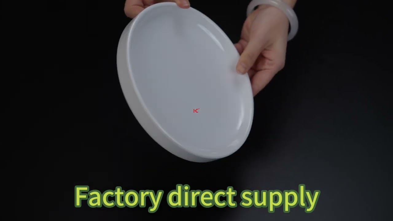 Customized sustainable a5 melamine round dinner plate dish modern plastic dinnerware