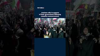 Iranians rally in support of their government following ceasefire announcement