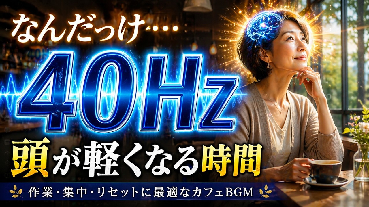 【作業用BGM】40Hz JAZZカフェBGM☕大人の脳活習慣 頭のモヤモヤを優しく解くガンマ波音楽【思考リセット】