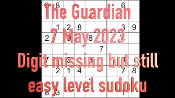 Sudoku solution – The Observer sudoku 7 May 2023 Easy level