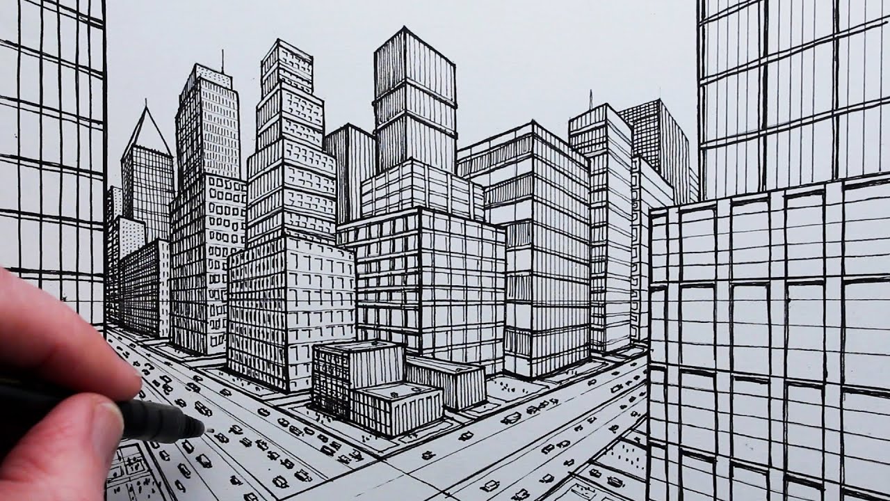 City Drawing Sketch with Realistic Value Drawing Tips