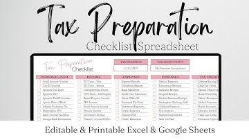 Tax Prep Checklist Google Sheets, Tax Preparation Template Excel Spreadsheet Tax Return Tax Season