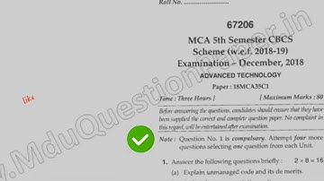 MCA 5th Sem Advance Techlonogy Question Paper [CBCS Scheme] #MduQuestionPaper