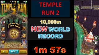 [World Record] Temple Run 2 10,000m new WR 1min 55.4 secs officially, using perks, Android.