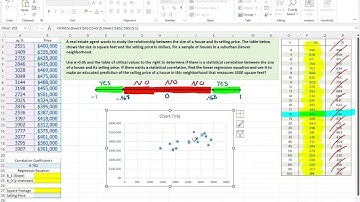 Excel for Intro Statistics #11: Correlation and Regression - House Prices
