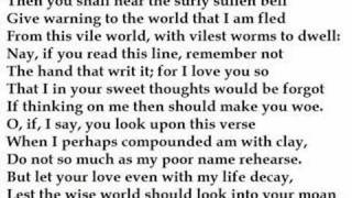 Sonnet 71 "No Longer Mourn for me when I am Dead" by William Shakespeare