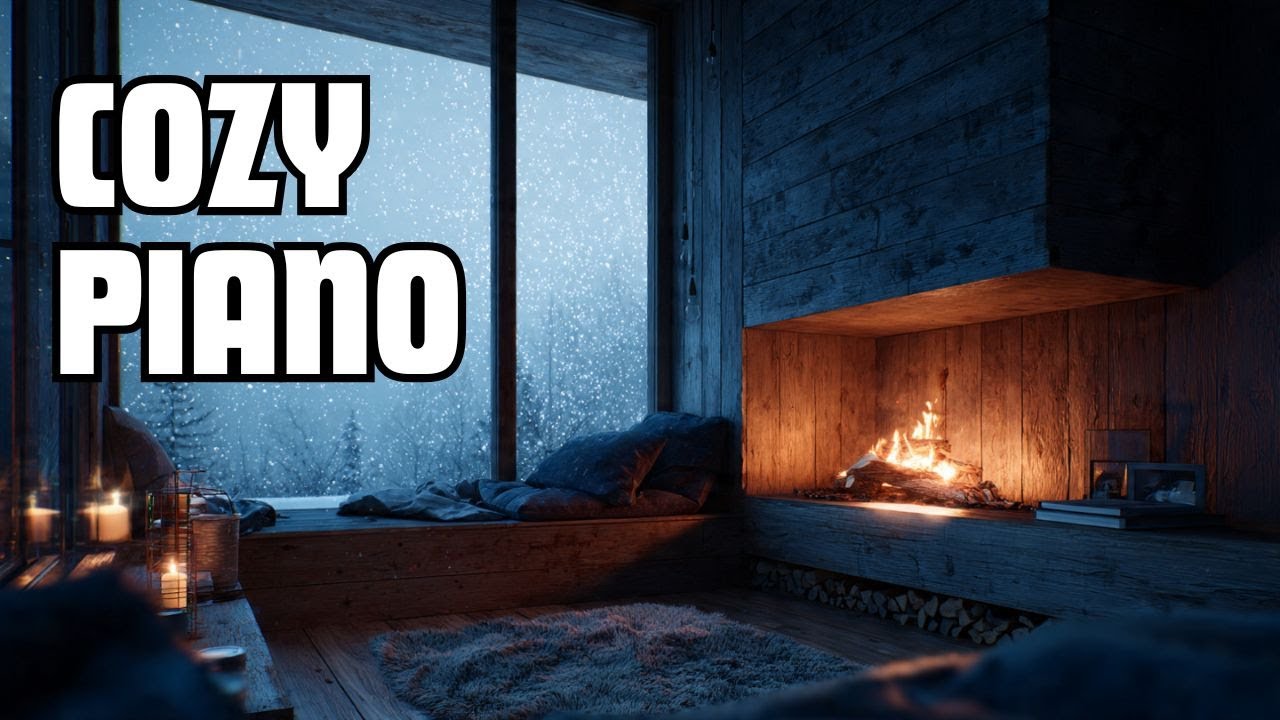 Cozy Piano LIVE ❄️ Calm Fireplace & Snow Cabin Ambience (Focus • No Talking)