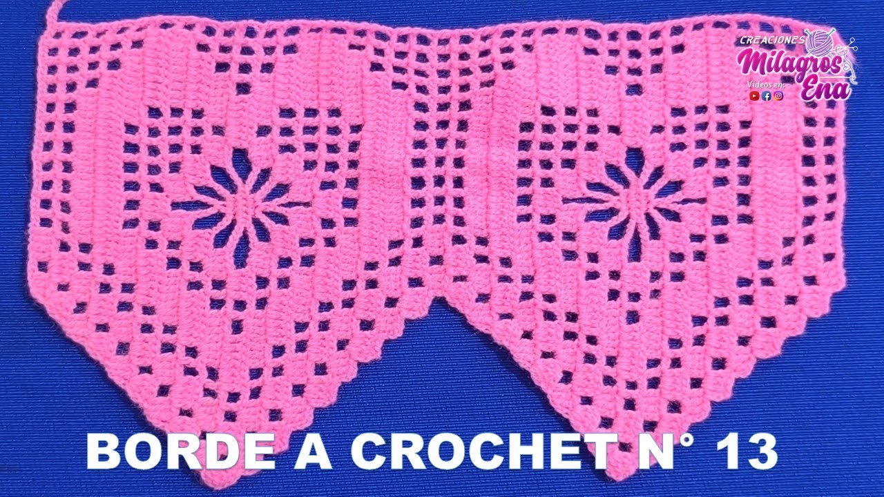 Borde N° 13  tejido a crochet paso a paso con CORAZONES para colchas