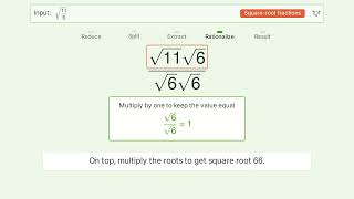 Simplify sqrt(11/6) - Square Root of a Fraction | Tiger Algebra Solver