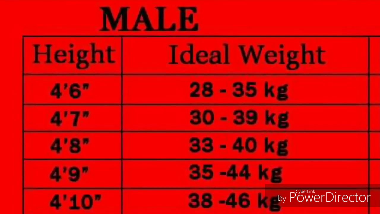 Perfect Weight Chart According To Height