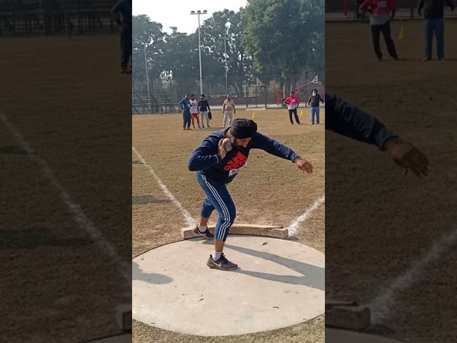 shot put technique practice throw Indian player Chandigarh 46 stadium practice speed technique class=