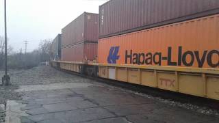 Norfolk Southern 237 intermodal w/ autoracks departs Greenville SC