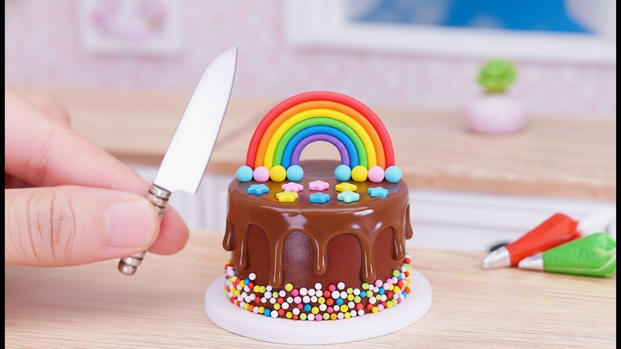 Mini Rainbow Cake Recipe With Chocolate | Stunning Rainbow Cake Decoration Ideas