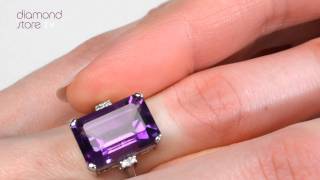E5761-9K WHITE GOLD DIAMOND AND AMETHYST RING 0.01CT