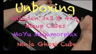 Unboxing: WitEden 3x3 and 4x4 Mixup Cubes, MoYu Megamorhpix, Ninja GhostCube