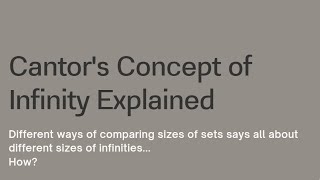 Introduction to Set Theory | Cantor and the Different Sizes of Infinities