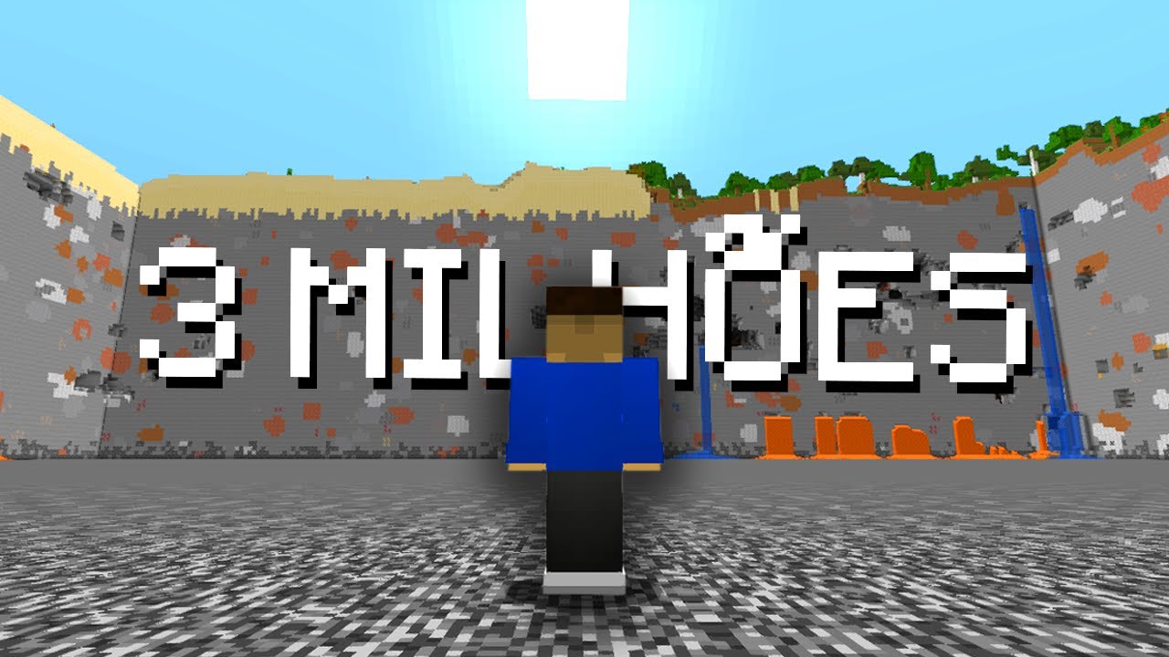 Fiz 300 players quebrarem 3 MILHÕES de blocos no MINECRAFT!!!