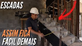 ESCADA de concreto em CASCATA ou RETA, aprenda como fazer