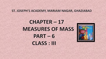 Class 3, Mathematics, Chapter 17, Part 6, Measures of Mass by Vijaya Lakshmi