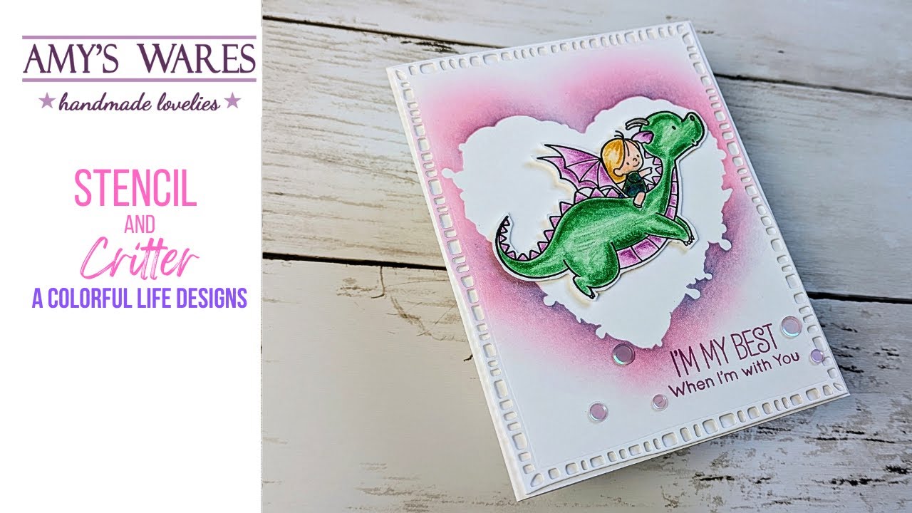 Heartfelt Critter Card! Fun masked stencil background! Shop your Stash!