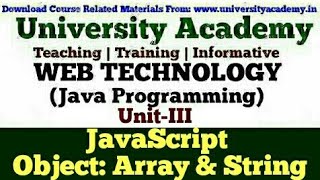 WT40: JavaScript |JavaScript Object| Array Object in JavaScript |String Object in JavaScript Example