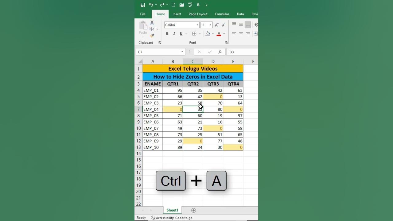 Hide the zeros in excel data ms excel telugu youtube
